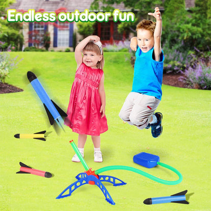Kids Toy Rocket Launcher Foot Pump Soaring Rocket Toys Child Foam Rocket & Jump Air Launch Pad Outdoor Sport Games For Children
